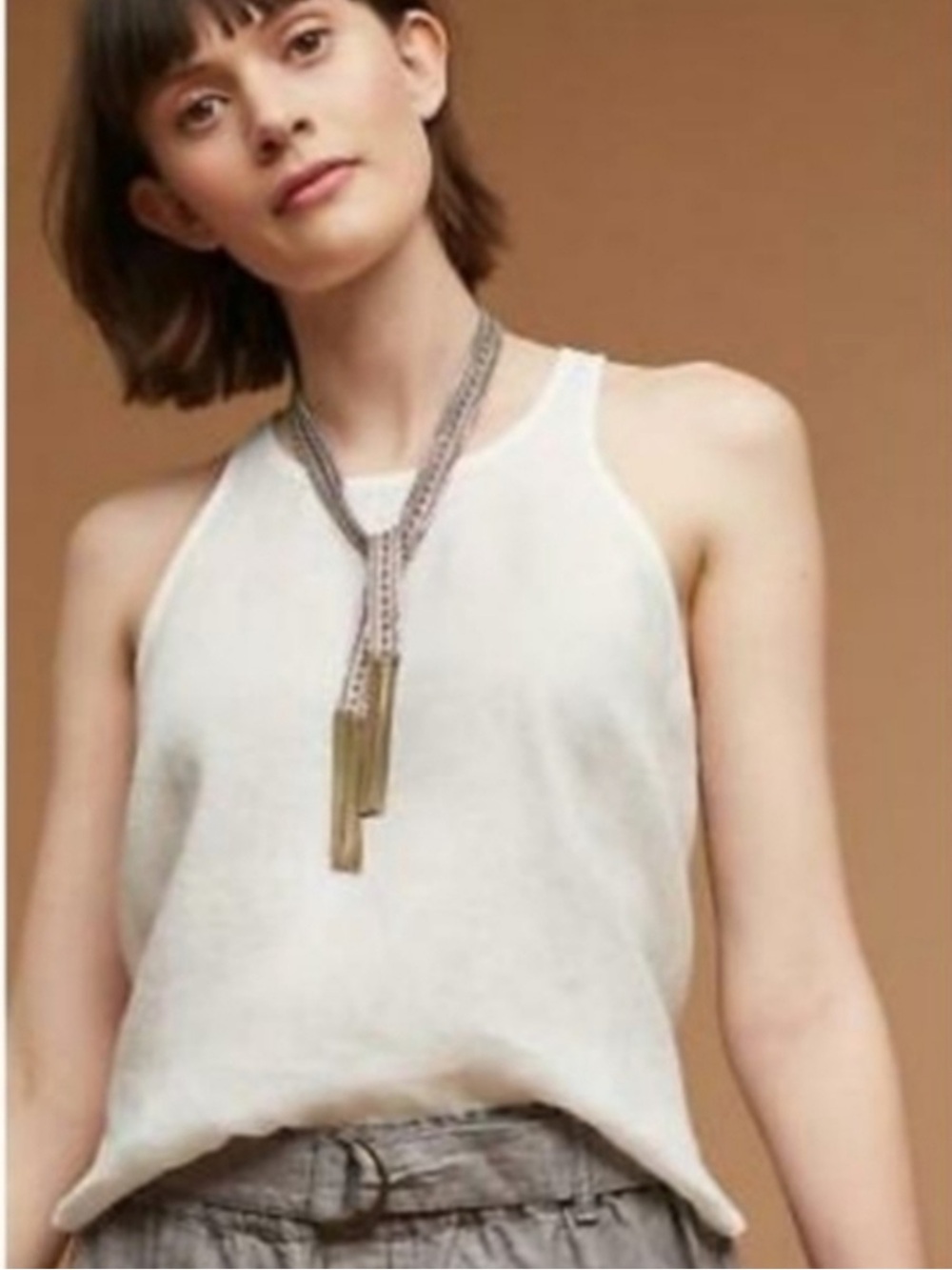 Maeve White Linen Tank Top